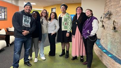 Current and former PTK students with faculty advisor Lily Davidov