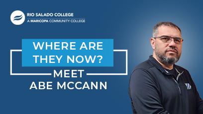 Text: Where Are They Now? Meet Abe McCann (image of Abe receiving an award)