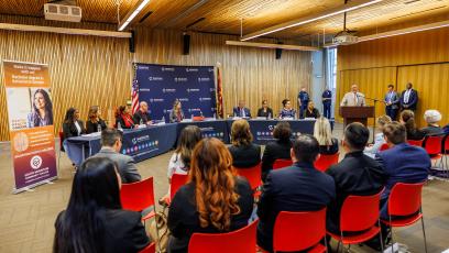 U.S. Secretary of Education Dr. Michael Cardona talks to an audience.