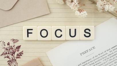 Word tiles that spell FOCUS