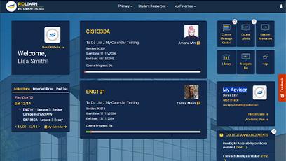 screenshot of new RioLearn layout