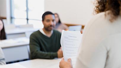 college student taking a proctor exam