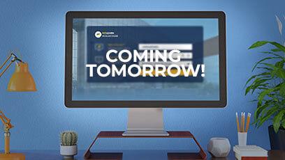 Picture of a computer monitor with text 'Coming Tomorrow'