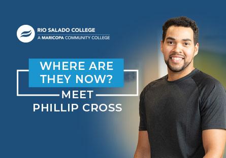 image of Phillip Cross, blue background, text: Where Are They Now? Meet Phillip Cross