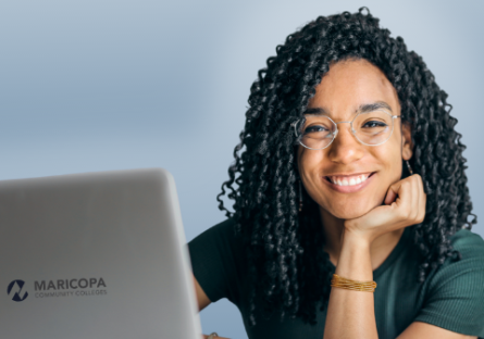 Thank you for your service to the U.S. Military! Your career transition begins here! photo of a woman in front of a laptop
