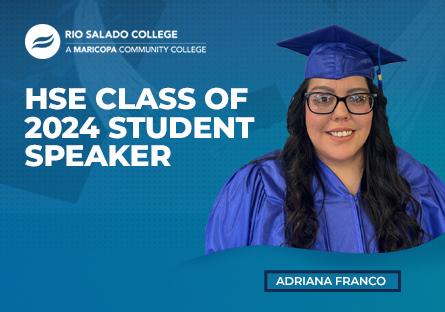 Adriana Franco poses in her cap and gown for the 2024 High School Equivalency HSE graduation ceremony