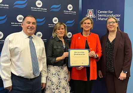 Dr. Rick Vaughn, Rio’s faculty chair for STEM Initiatives, President Kate Smith, Dr. Liesl Folks, vice president for Semiconductor Strategy at the University of Arizona, Janelle Elias, vice president for Academic Affairs, Strategy and Advancement at Rio Salado College