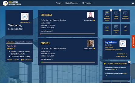 screenshot of new RioLearn layout