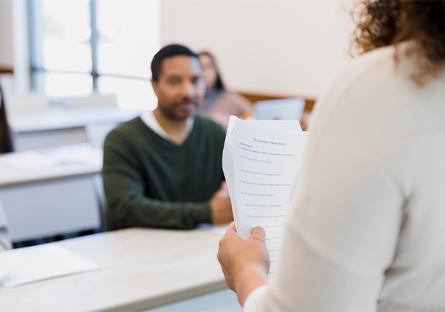 college student taking a proctor exam