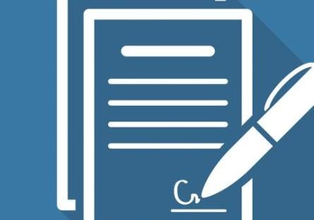 Illustration icon of a contract with a pen
