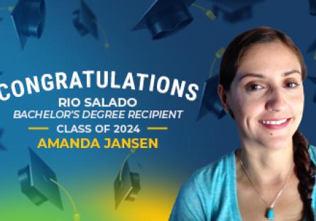 Amanda Jansen smiling while discussing receiving a bachelors in public safety administration from Rio Salado College