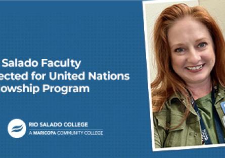 Jennifer Moore poses for the announcement of her UN Fellowship