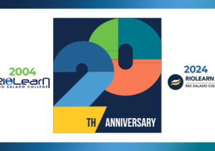 Colorful graphic RioLearn 20th anniversary