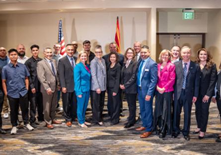 Kate Smith along with valley leaders at the announcement of the TSMC Arizona apprenticeship program