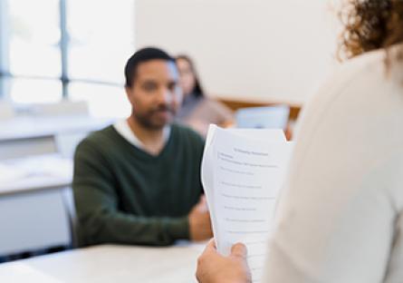 college student taking a proctor exam