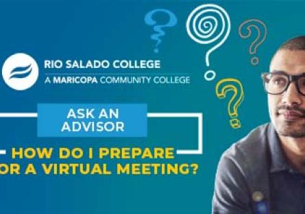 Image of man thinking with text: Ask an Advisor - How do I prepare for a virtual meeting? 